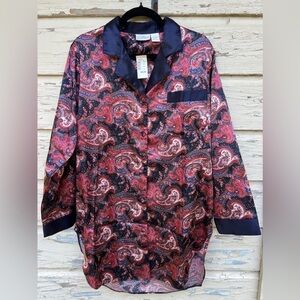 Vintage Kathryn’s Paisley Soft Silky Cozy Pajama Shirt Nightgown PJs NWT L